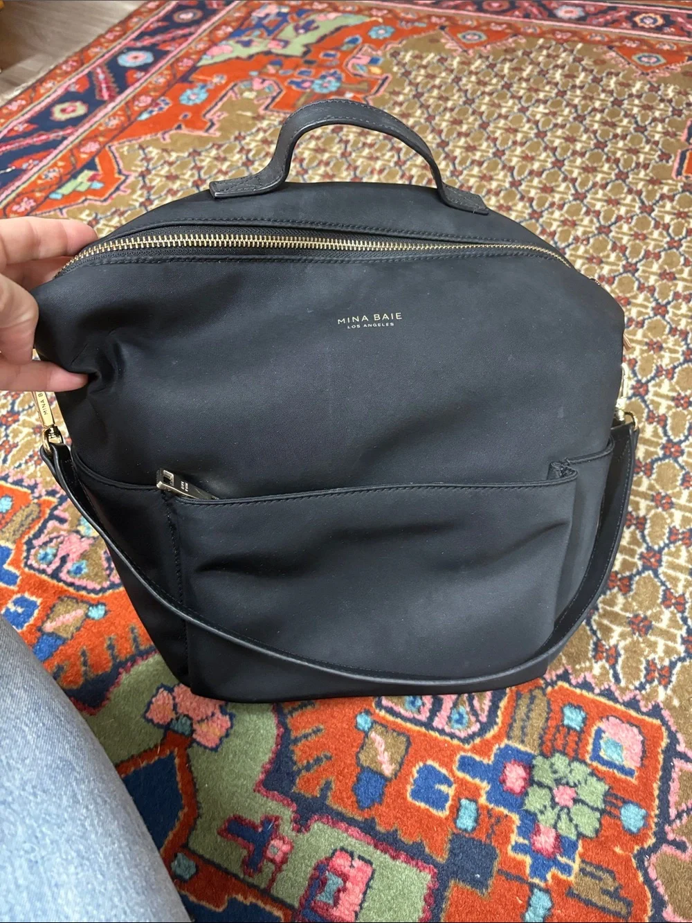 Mina Baie Black Women's Baby Backpack - Sleek Everyday Nappy Bag